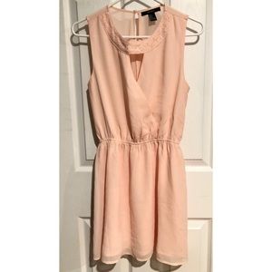 Mini Dress with Lace Detail Neckline